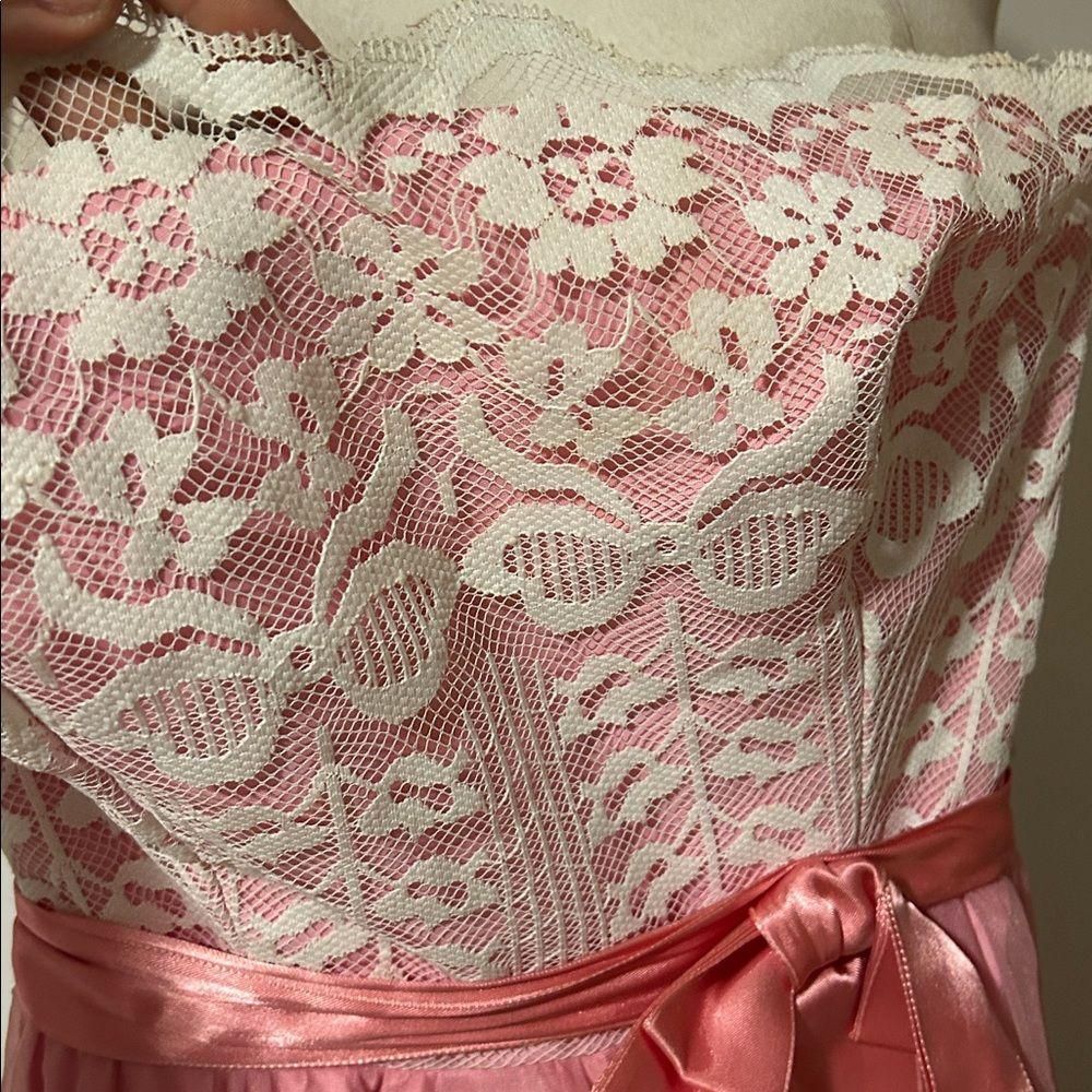 vintage pink ball gown evening dress White Pink Fabric Victorian 70s prom - Picture 6 of 16